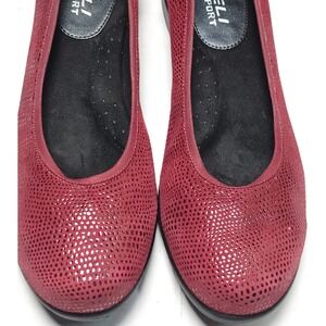 Vaneli Sport Donia Amaranto E Printed‎ Leather Ballet Wedge Pumps Womens 8M NEW